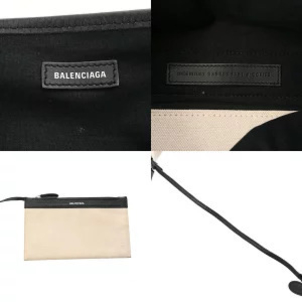 Balenciaga Navy Blue Cabas White Black Canvas Leather Handbag - Picture 9 of 9